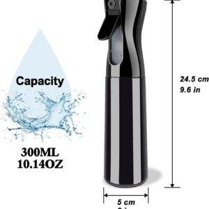 Ballotte Fine Mist Spray Bottle, 300ml Continuous Spray, Multi-Purpose Cleaning & Styling (Black)