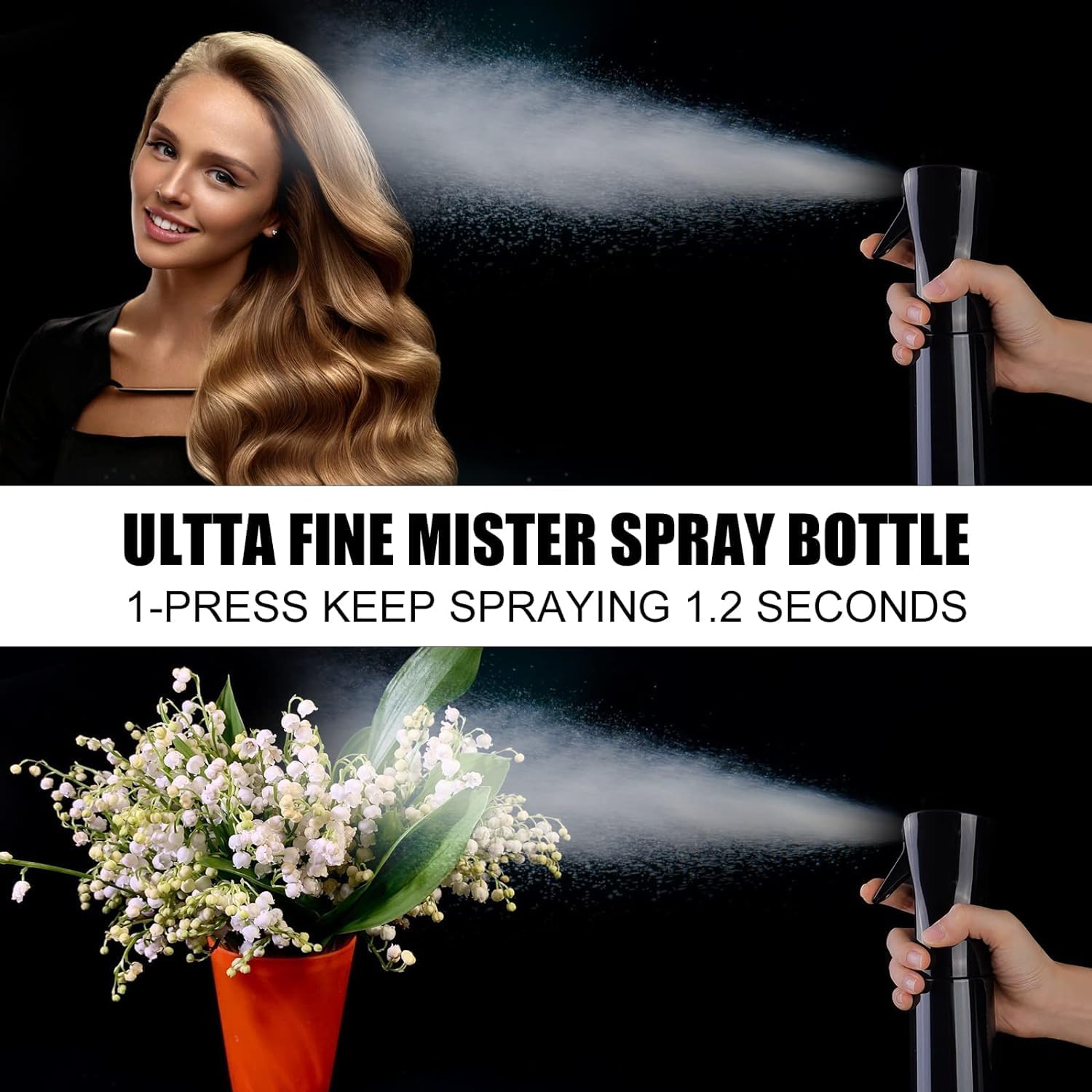 Ballotte Fine Mist Spray Bottle, 300ml Continuous Spray, Multi-Purpose Cleaning & Styling (Black) - Image 2