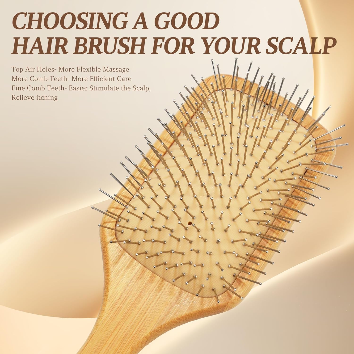 Bamboo Paddle Hairbrush for Detangling & Scalp Massage - Image 5