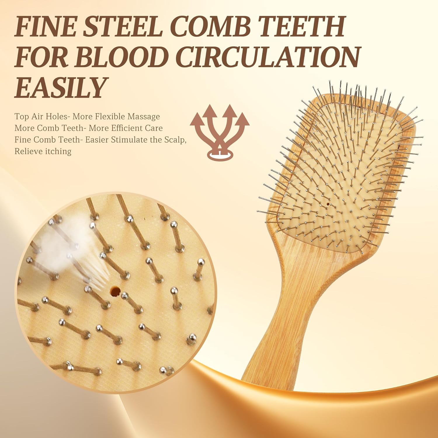 Bamboo Paddle Hairbrush for Detangling & Scalp Massage - Image 4