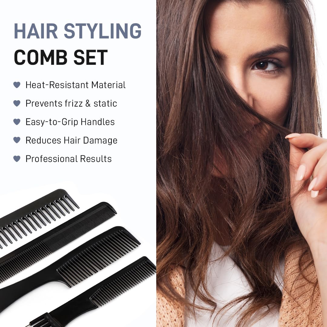 Multibrite Professional 10-Piece Heat-Resistant Anti-Static Hair Styling Comb Set - Image 5