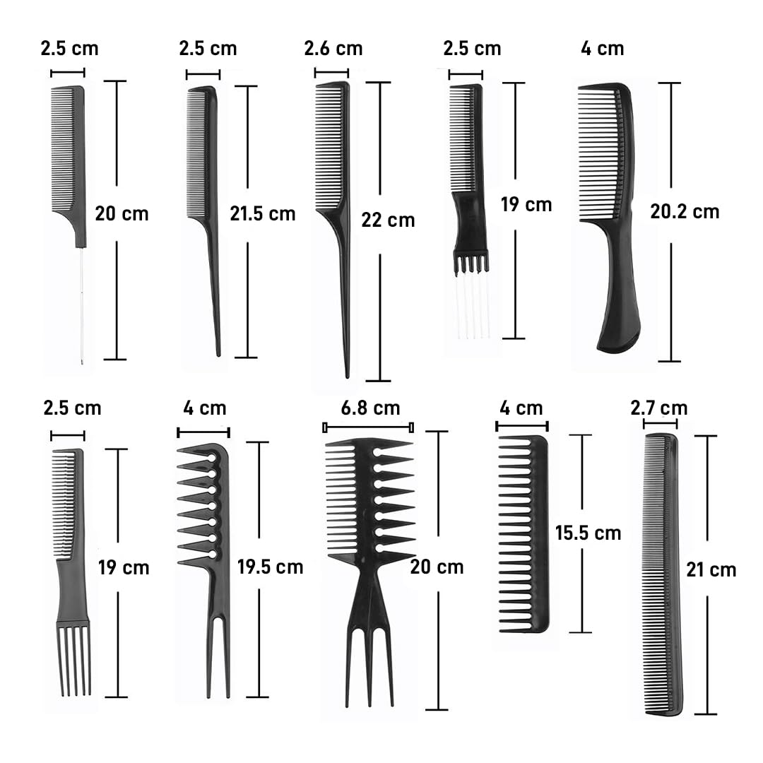 Multibrite Professional 10-Piece Heat-Resistant Anti-Static Hair Styling Comb Set - Image 4