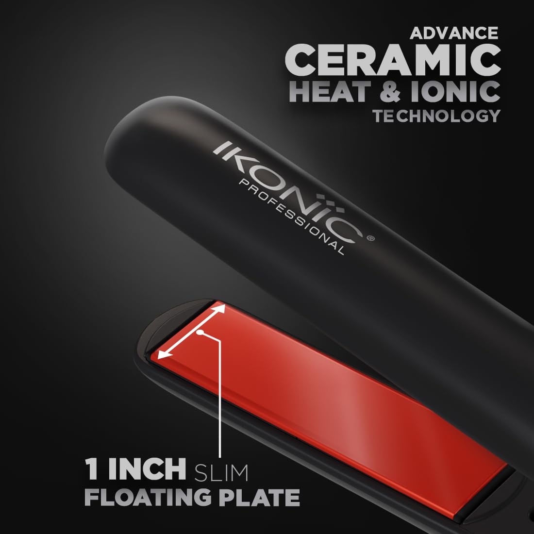 Ikonic Professional S3+ Hair Straightener, 1 Inch Ceramic Floating Plates With Ionic Technology, - Image 2