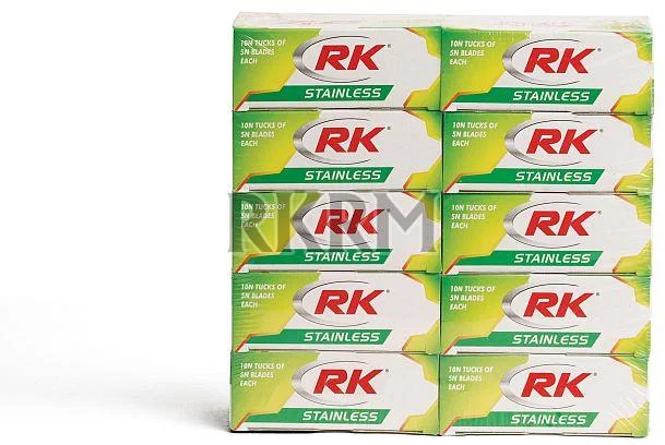 RK Stainless Double Edge Shaving Blades, (50 in 1), (Pack of 10) Saloon Pack