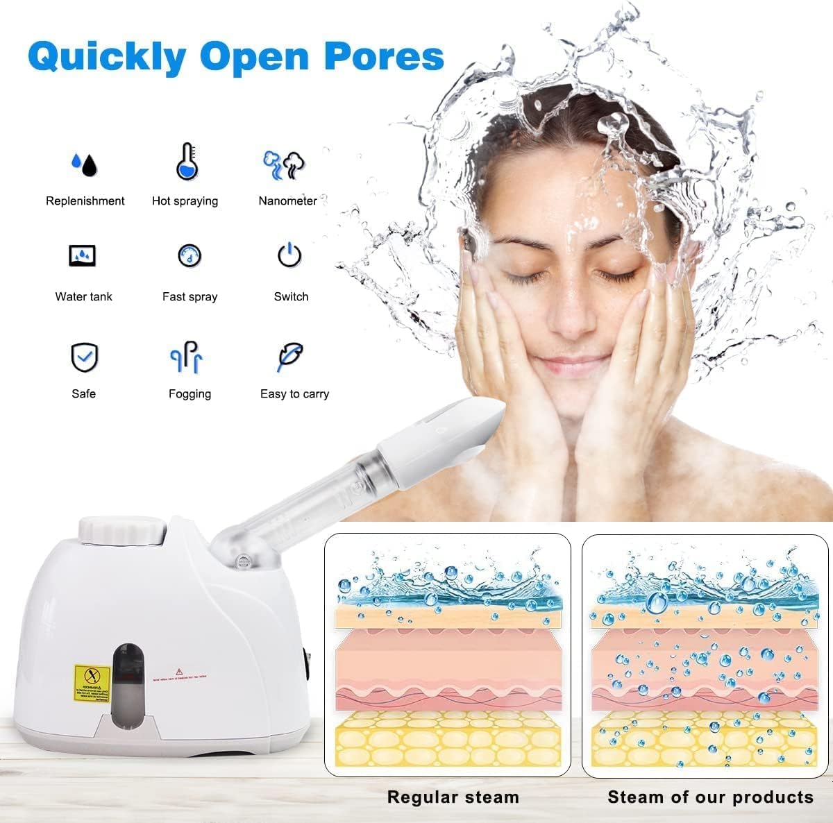 2 in 1 Facial Steamer and Hair Steamer Face Sauna Humidifier - Image 4