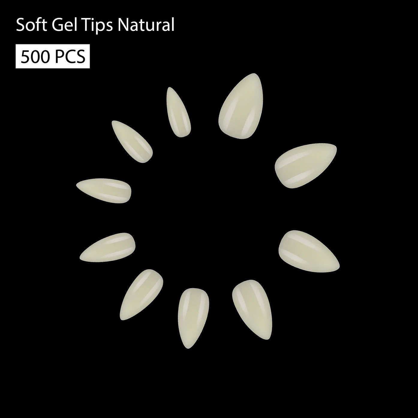 Shills Professional Soft Gel Short Almond Tips Natural (Off White) - Image 3