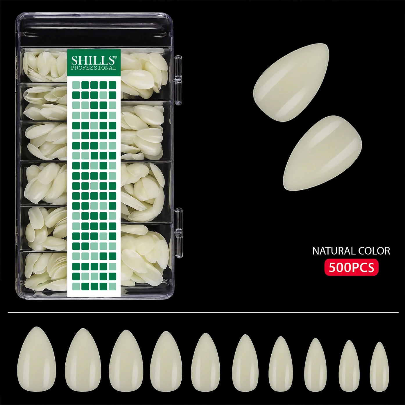 Shills Professional Soft Gel Short Almond Tips Natural (Off White) - Image 2