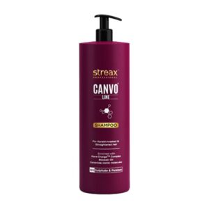 Streax Professional Canvoline Shampoo, For Straightened hair Post care, With Kera-Change Complex, Paraben Free, Sulphate Free, 1 Ltr