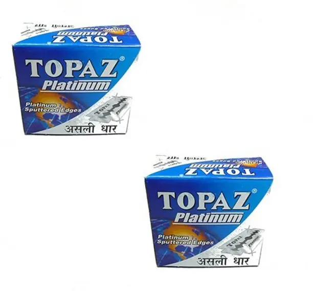 Topaz Platinum Double Edge Razor Blades set - {50 in One}, {Pack of 10} Men - Image 3