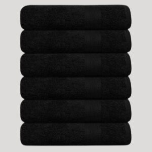 Premium Black Salon Towel | Soft Absorbent Spa Towel for Hair Wash & Gym Use | Durable Quick Dry Professional Towel Pack of 6