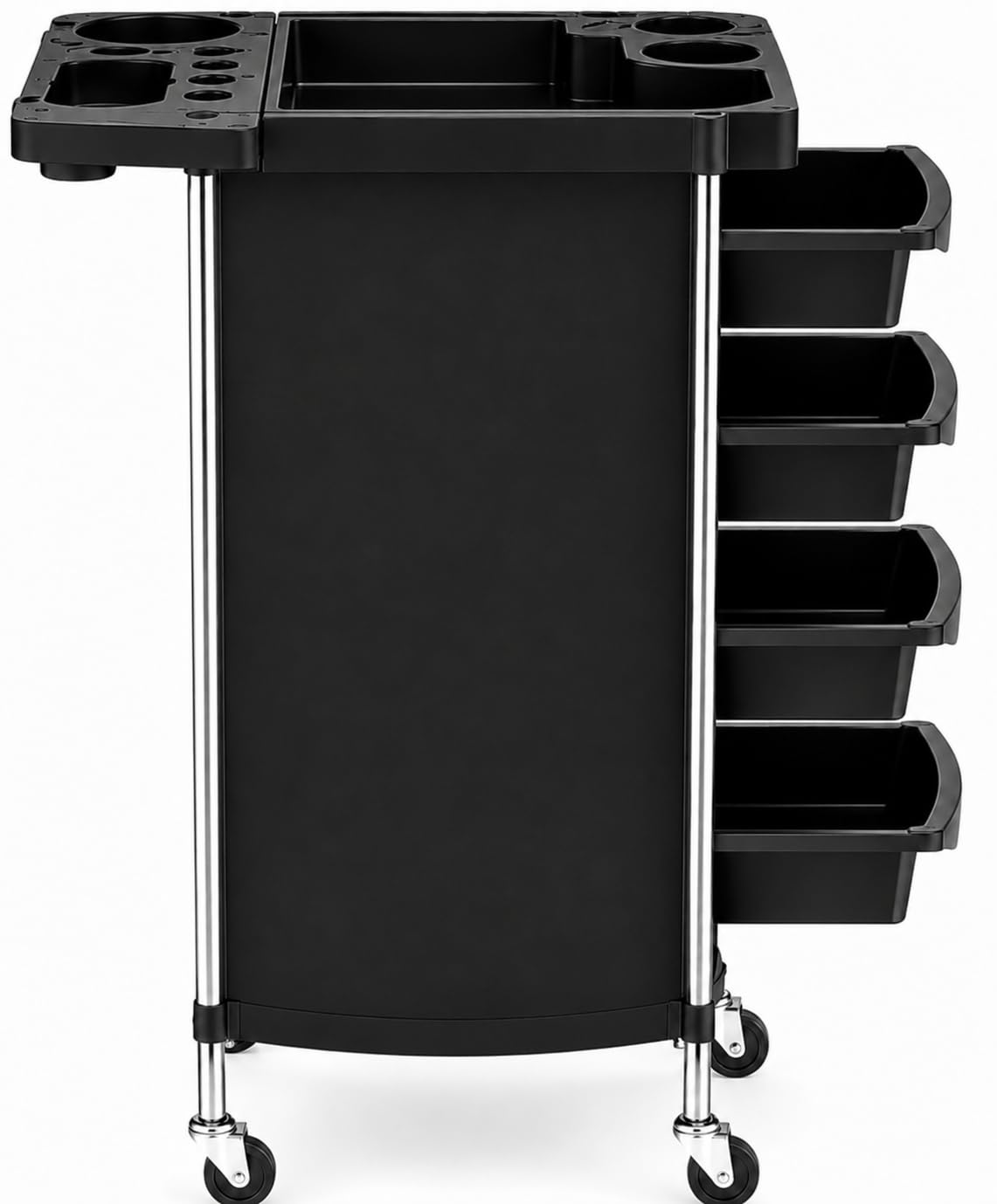Salon Trolley Cart with 4 Pull-Out Trays, Black - Image 3