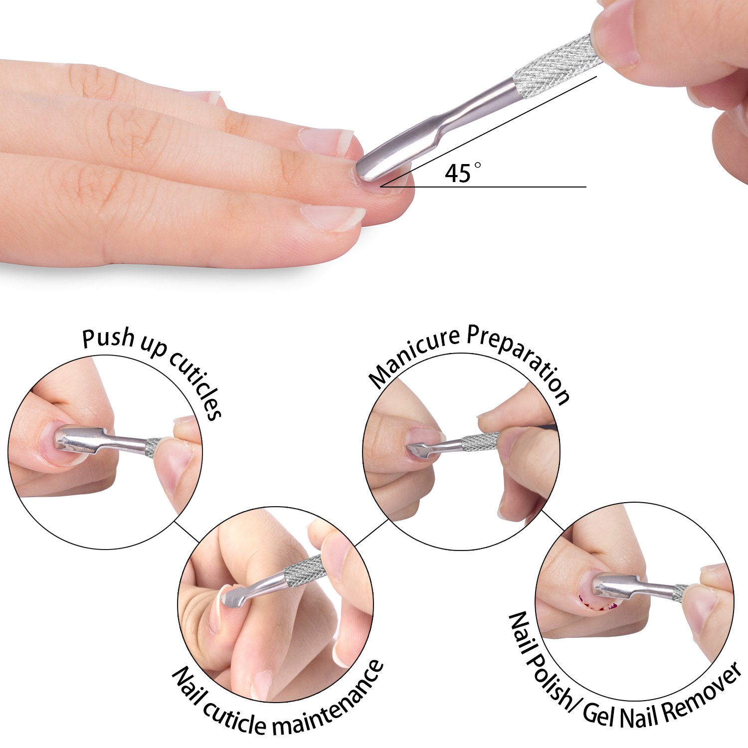 Solingen Cuticle Pusher Cuticle Cutter Set Surgical Grade Stainless Steel Cuticle Trimmer & Cuticle Nipper for Fingernails - Image 4
