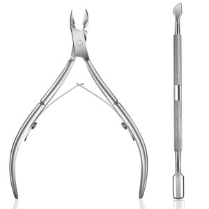 Solingen Cuticle Pusher Cuticle Cutter Set Surgical Grade Stainless Steel Cuticle Trimmer & Cuticle Nipper for Fingernails