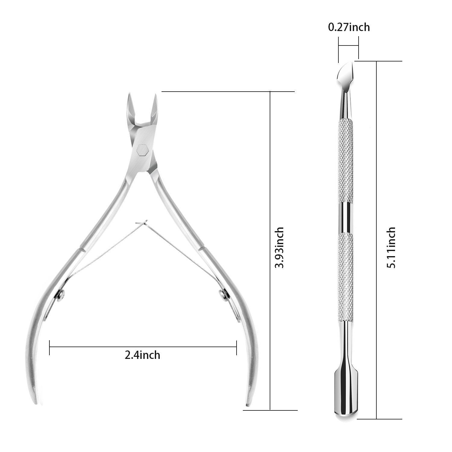 Solingen Cuticle Pusher Cuticle Cutter Set Surgical Grade Stainless Steel Cuticle Trimmer & Cuticle Nipper for Fingernails - Image 2