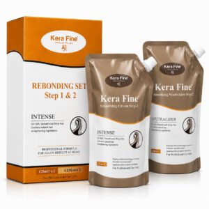 KERA FINE Hair Straightening Cream & Neutralizer Kit | Rebonding Cream Step 1 & Step 2 | Smooth, Silky & Frizz-Free Hair | Salon Professional Use | 125ml Each
