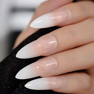 Long Stiletto Sharp False Nails Natural Claw Full Cover Artificial Fake Nail Art Tip 500Pcs For Nail Salon,10 Sizes (Natural)