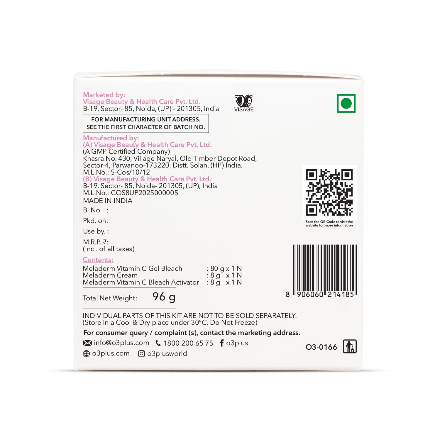O3+ Meladerm Vitamin C Gel Bleach 96g for Skin Brightening Dull Skin - Image 3